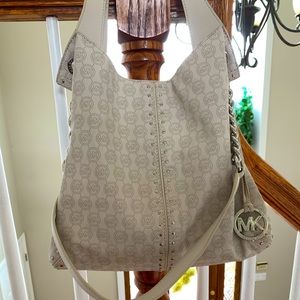 Michael Kors large grey and white bag